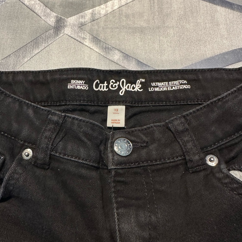 Cat & Jack Dark Wash (Black) Skinny Jeans - Girls size 12
